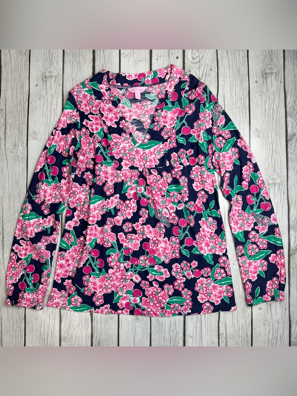 Lilly Pulitzer Women's XS Joycee Tunic Top Cherry Picker Blouse